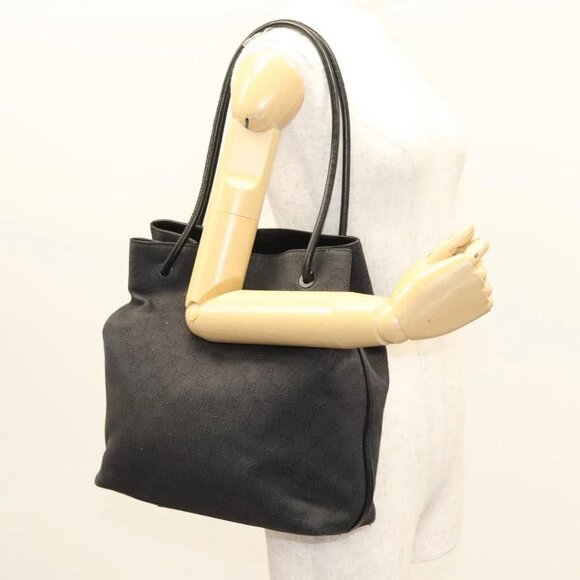 GUCCI GG Canvas Shoulder Bag Outlet Black 101341 Auth - Picture 1 of 16